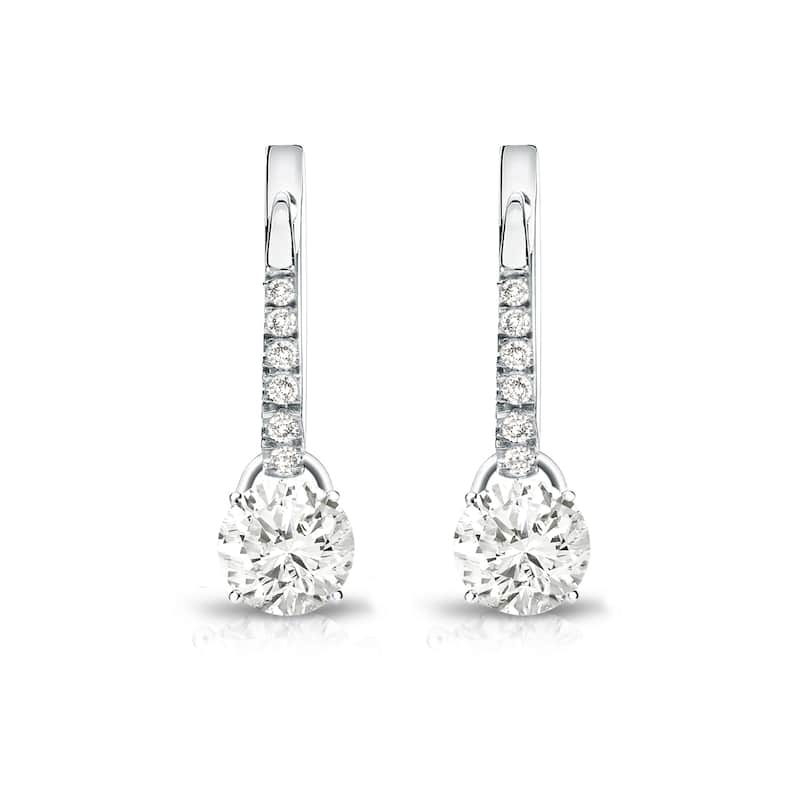 Auriya 14k Gold 3/4ct TDW Round Diamond Dangle Earrings (J-K, I1-I2)