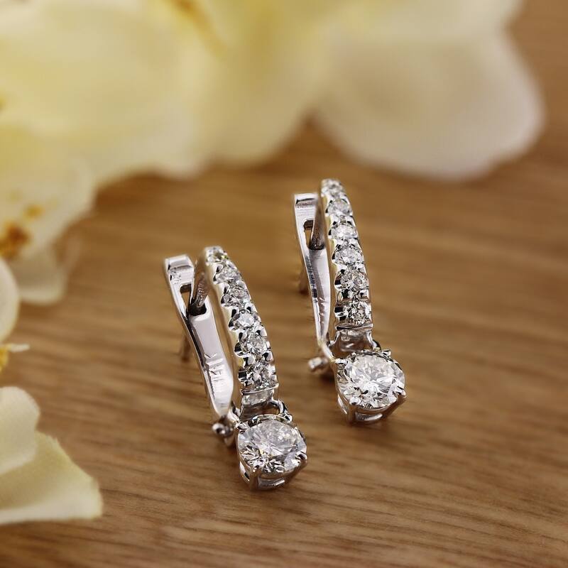 Auriya 14k Gold 3/4ct TDW Round Diamond Dangle Earrings (J-K, I1-I2)