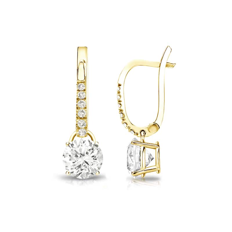 Auriya 14k Gold 3/4ct TDW Round Diamond Dangle Earrings (J-K, I1-I2) - Yellow