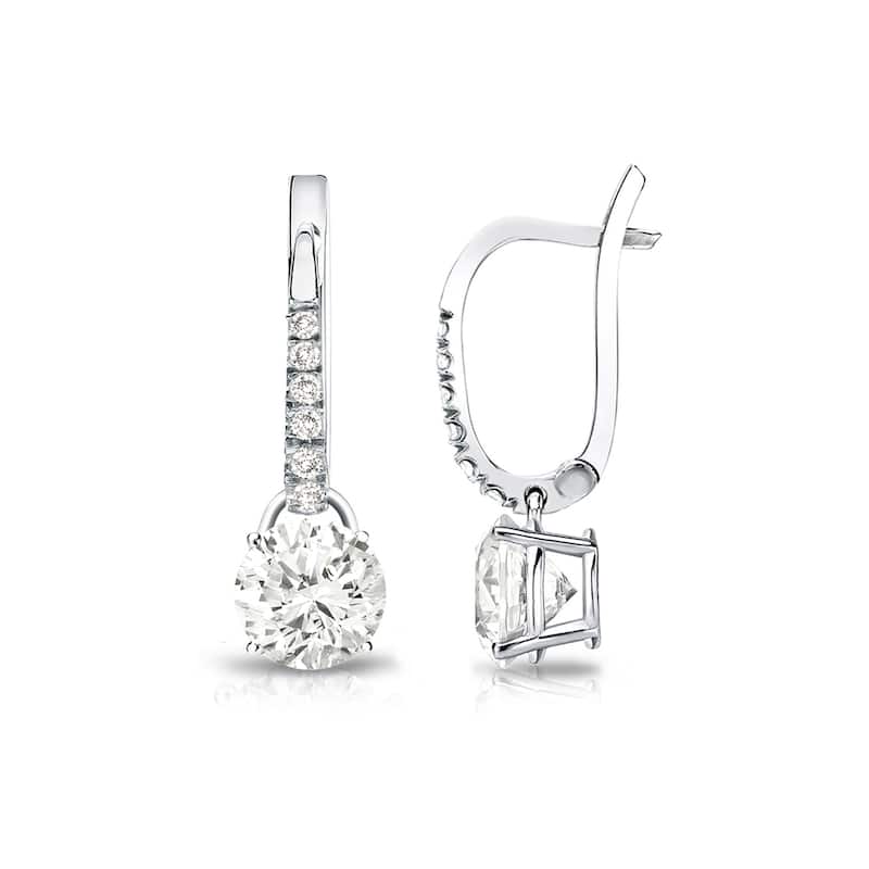 Auriya 14k Gold 3/4ct TDW Round Diamond Dangle Earrings (J-K, I1-I2) - White