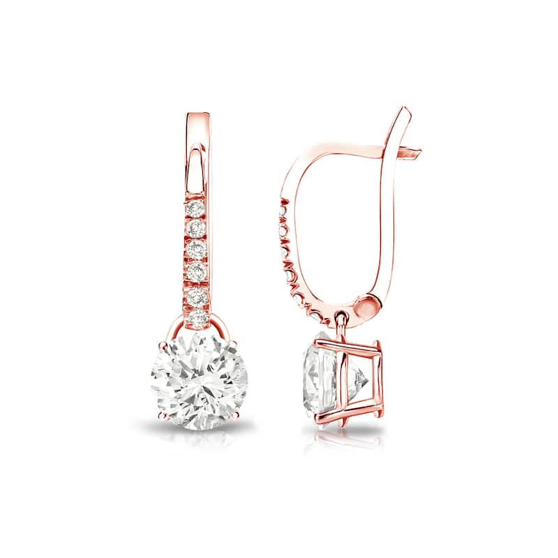 Auriya 14k Gold 3/4ct TDW Round Diamond Dangle Earrings (J-K, I1-I2) - Rose