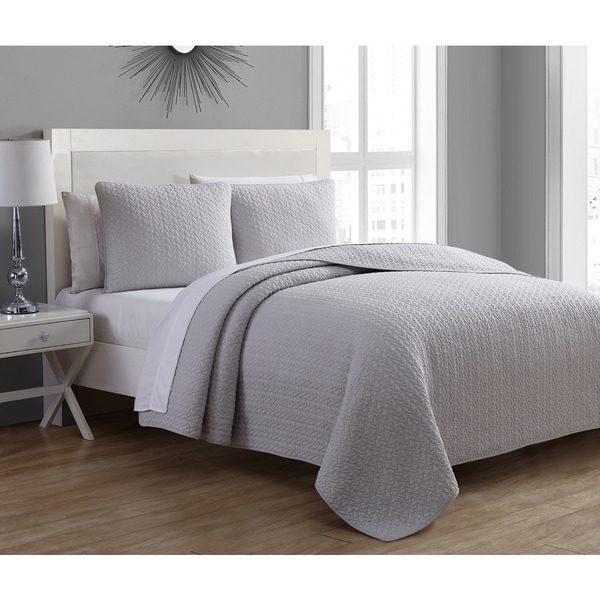 Tristan Matelasse Silver Grey Cotton 3-piece Quilt Set - Free Shipping ...