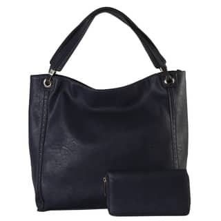 Navy Tote Bags Online At Our Best By Style Faux Leather Tote Bag And Wallet