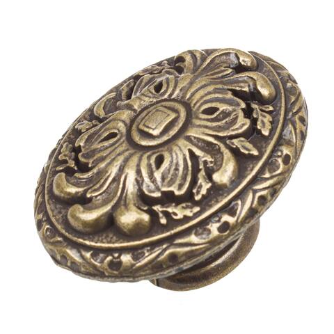 GlideRite 2-inch Old World Ornate Oval Antique Brass Cabinet Knobs (Pack of 10 or 25)