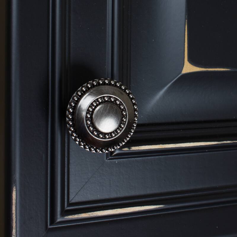 GlideRite 1.375-inch Round Double-Ring Beaded Brushed Pewter Cabinet Knobs (Pack of 10 or 25)