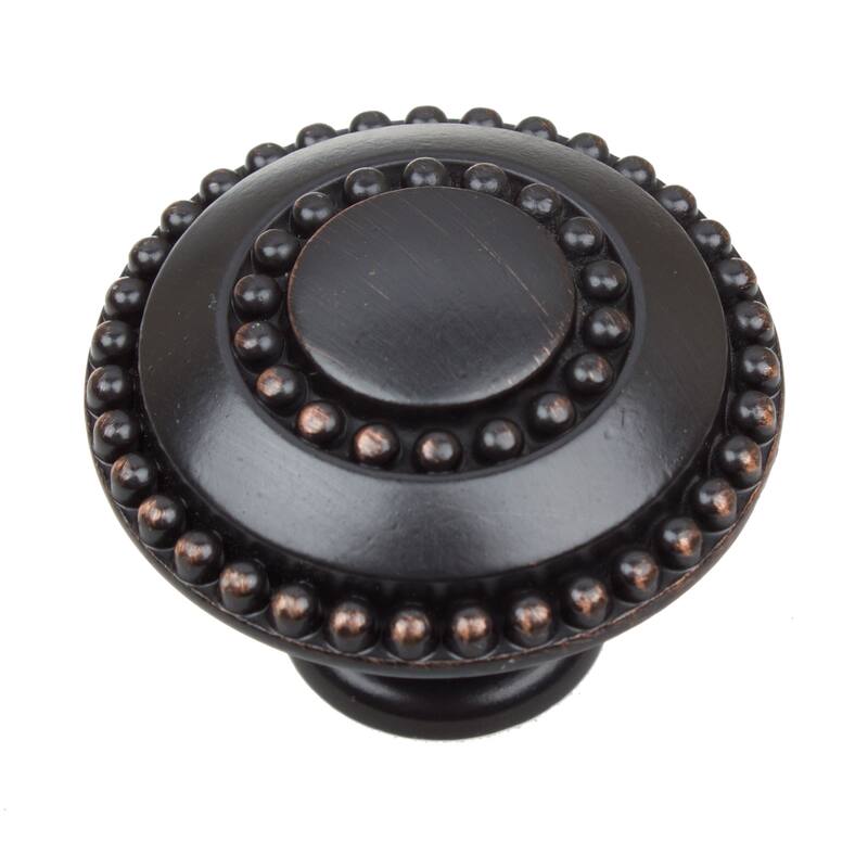 GlideRite 1.375-inch Round Double-Ring Beaded Oil Rubbed Bronze Cabinet Knobs (Pack of 10 or 25)