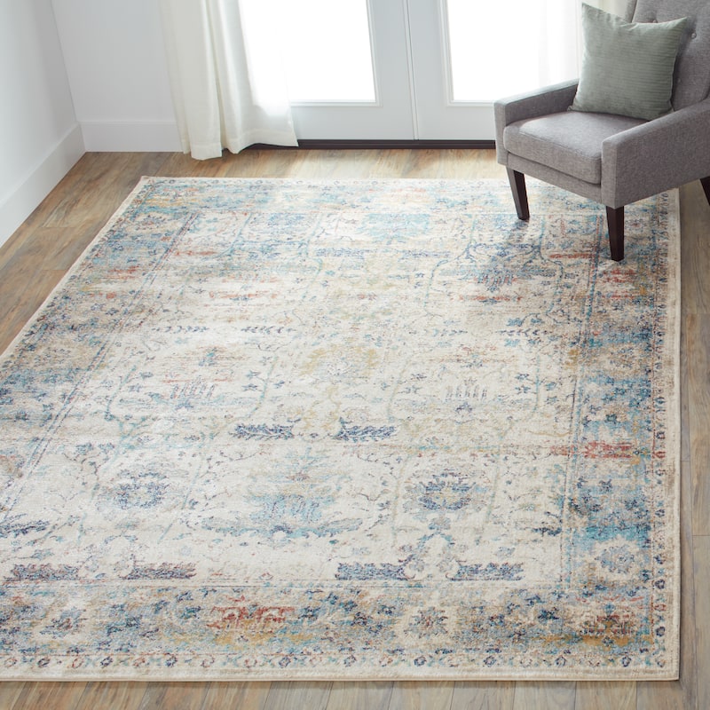 Alexander Home Contessa Traditional Ocean Floral Distressed Rug