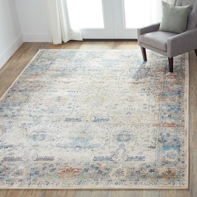 Alexander Home Contessa Traditional Ocean Floral Distressed Rug