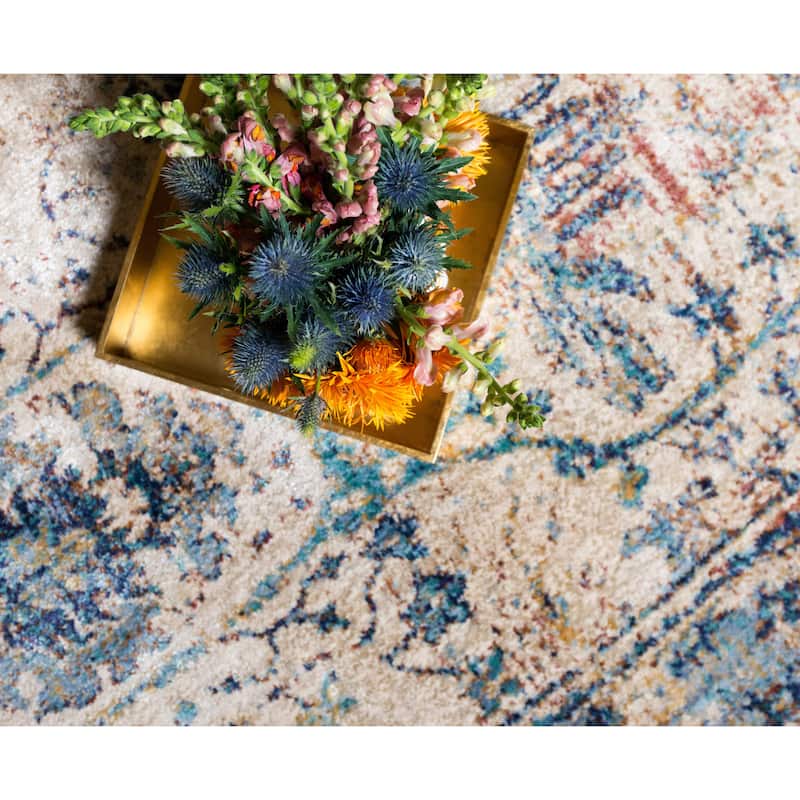 Alexander Home Contessa Traditional Ocean Floral Distressed Rug