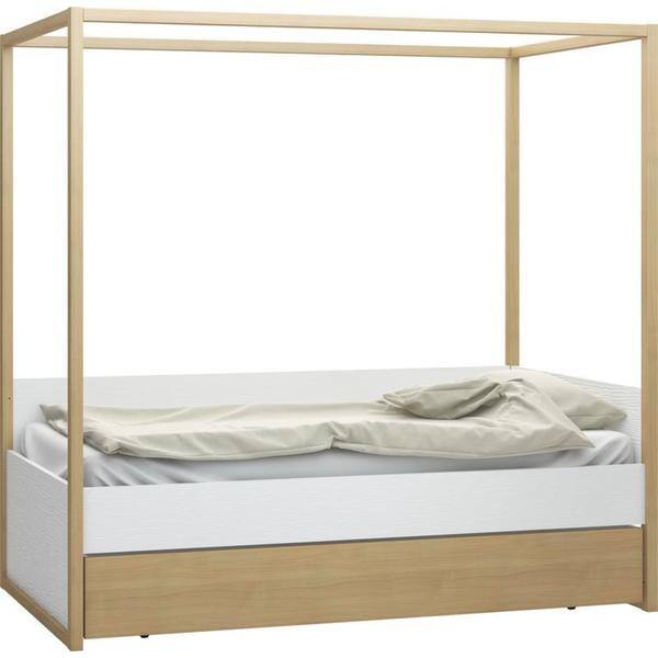 Voelkel 4 You Collection White Wood Twin Bed With Oak Canopy Overstock 12864070