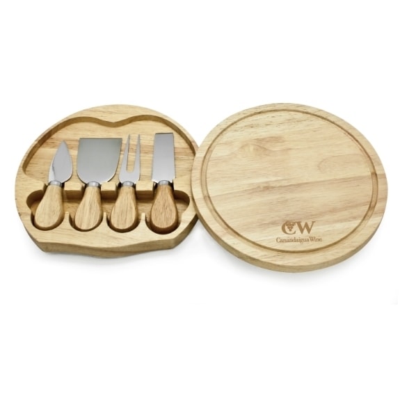White Stainless Steel/Wood Gourmet 5-piece Cheese Board Tool Set