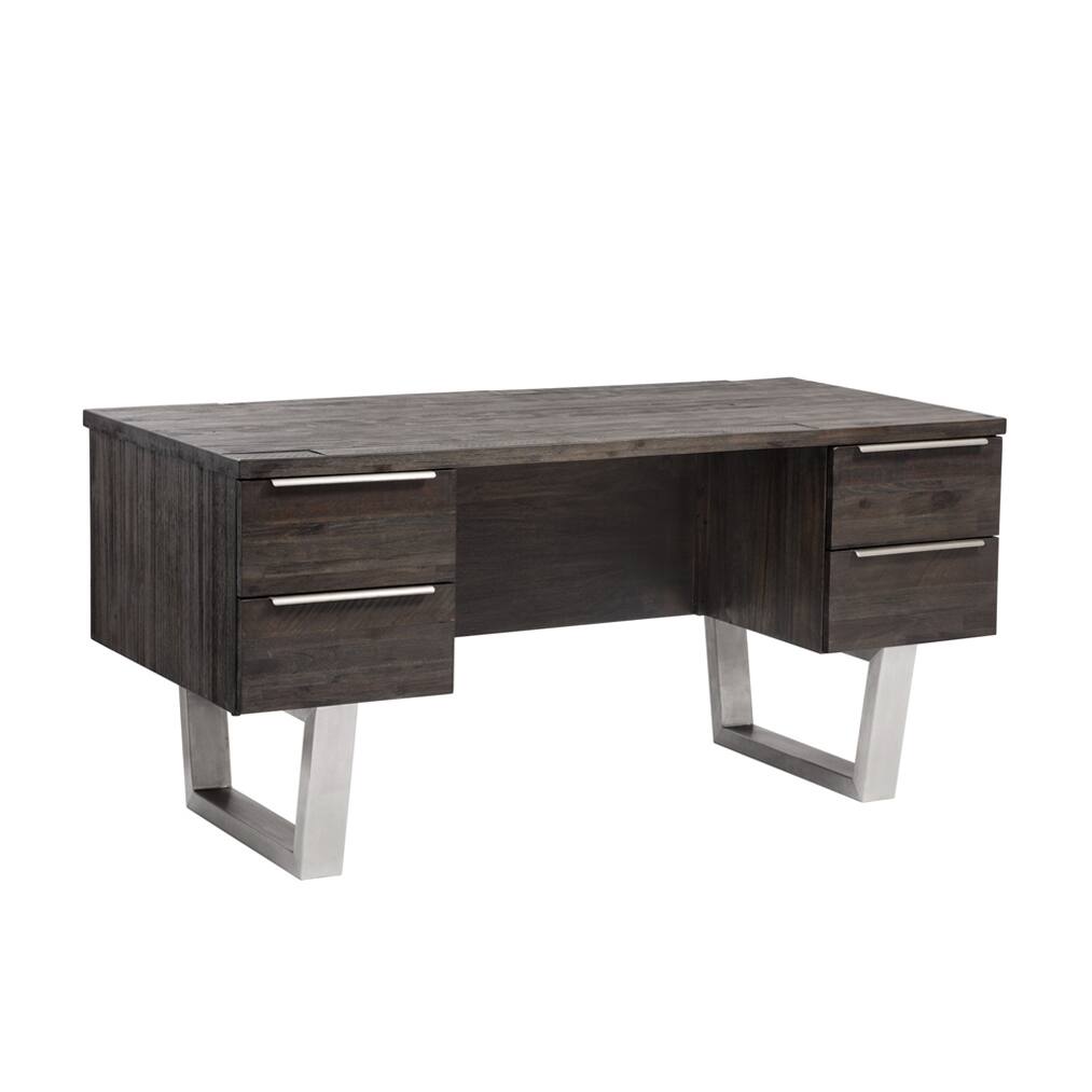 Espresso Brown Steel/Wood Rustic Rhodes Desk
