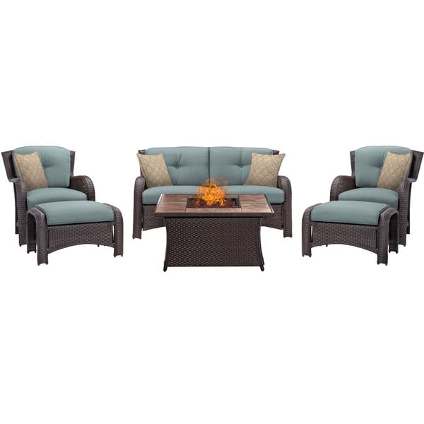 bruiloft jogger ballet Hanover Outdoor Strathmere 6-Piece Lounge Set In Ocean Blue with Fire Pit  Table - On Sale - Overstock - 12872828