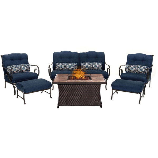 Shop Hanover Outdoor Oceana 6-Piece Lounge Set in Navy ... Shop Hanover Outdoor Oceana 6-Piece Lounge Set in Navy ... on Safavieh Outdoor Living Granton 5 Pc Living Set id=89825