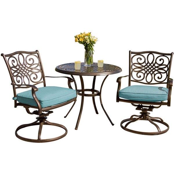 Hanover Outdoor Traditions 3 Piece Bistro Set With Two Swivel Hanover Outdoor Traditions 3 Piece Bistro Set With Two Swivel Rockers And A 32 In Round Table Free Shipping Today 21490452