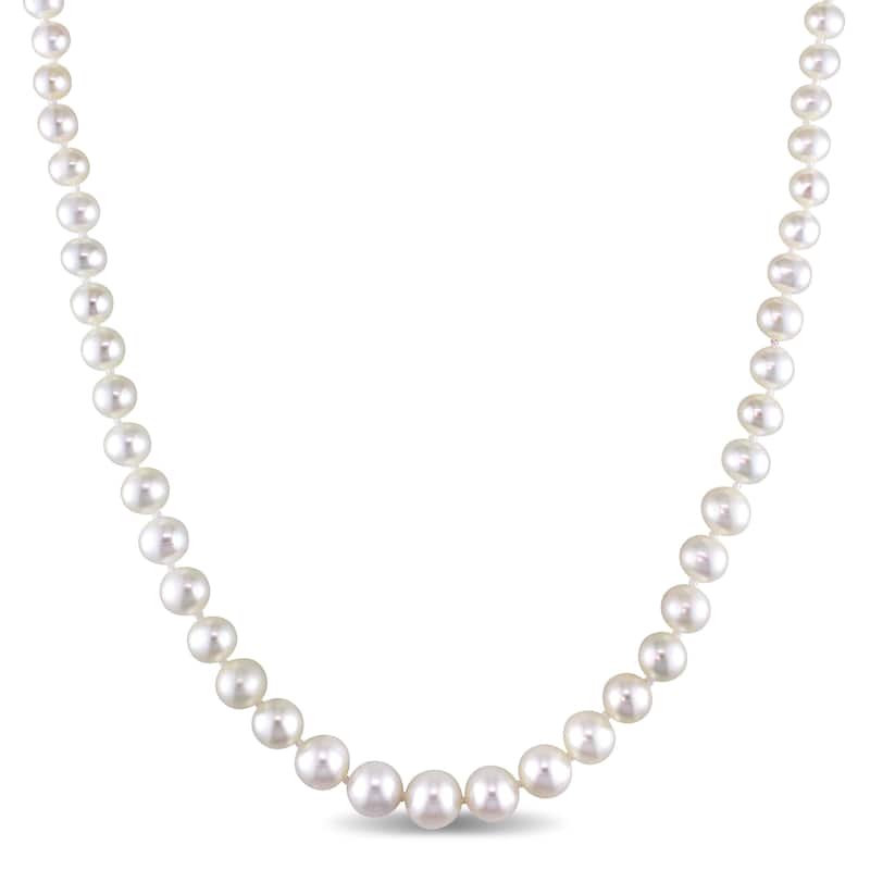 Miadora 4-8mm Freshwater Pearl Graduated Strand Necklace with 14k Yellow Gold Clasp - White