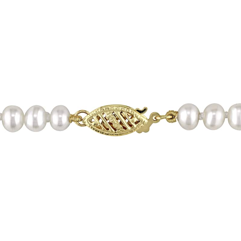 Miadora 4-8mm Freshwater Pearl Graduated Strand Necklace with 14k Yellow Gold Clasp - White