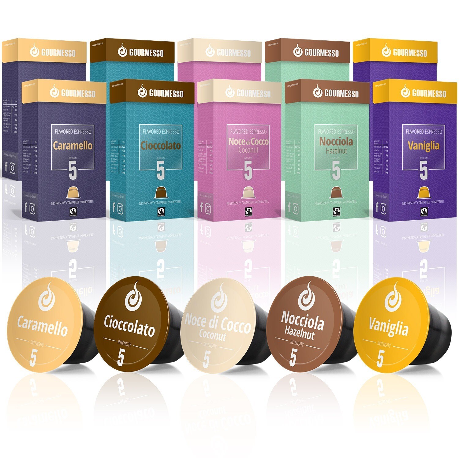 Gourmesso Flavor Bundle - 100-280 coffee capsules compatible with Nespresso