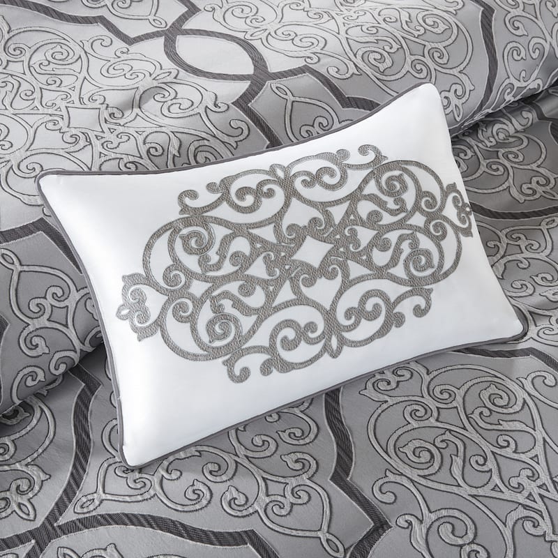 Madison Park Anouk Silver 12 Piece Comforter Set with Cotton Bed Sheets