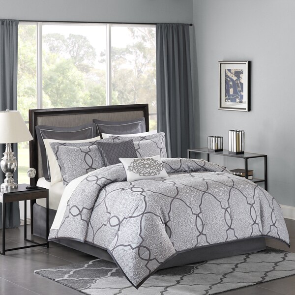 Madison Park Anuok Silver Jacquard 12 Piece Comforter Set