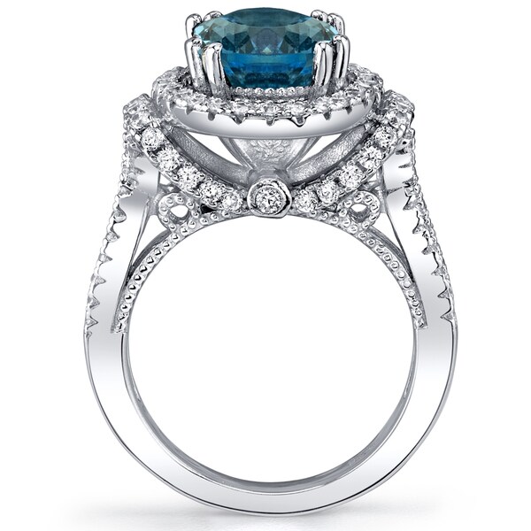 Oravo Sterling Silver 3.25-carat London Blue Topaz Gallery Ring 