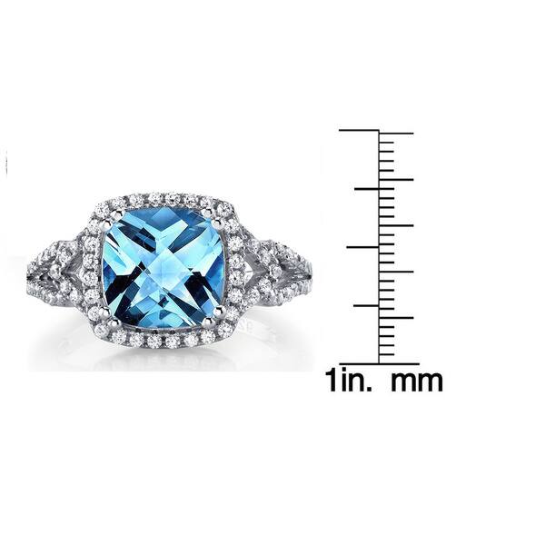 Gemstone Ring Handmade Engagement Ring Swiss Blue Topaz Cushion Cut Checkerboard Ring Sterling Silver 2.25 Carats Sizes 5 to 9
