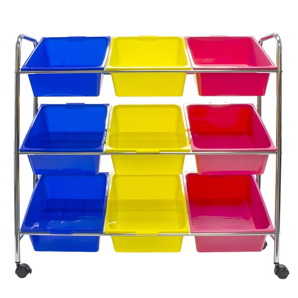 Sorbus Primary Color Toy Bins Office Supply Organizer on Wheels