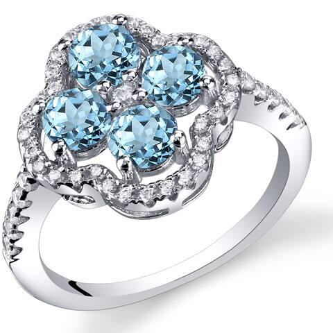 Oravo Sterling Silver 1-carat London Blue Topaz Clover Ring