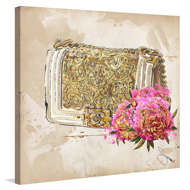 BY Jodi "Coco In Gold" Giclee Print Canvas Wall Art - Gold/Pink