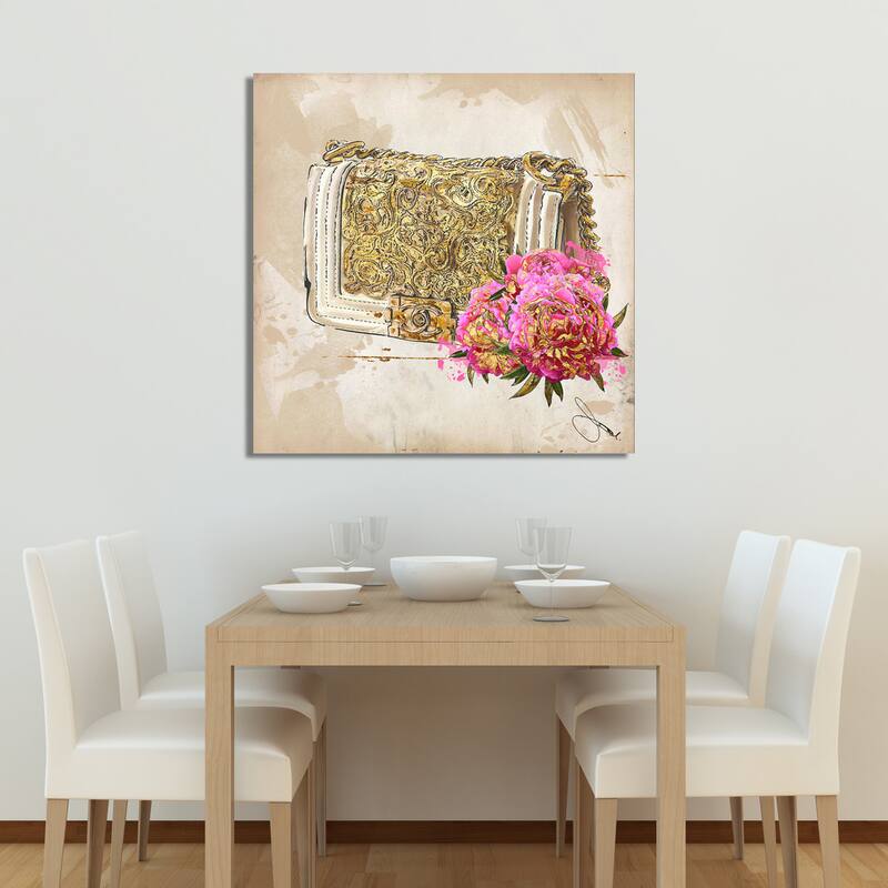 BY Jodi "Coco In Gold" Giclee Print Canvas Wall Art - Gold/Pink