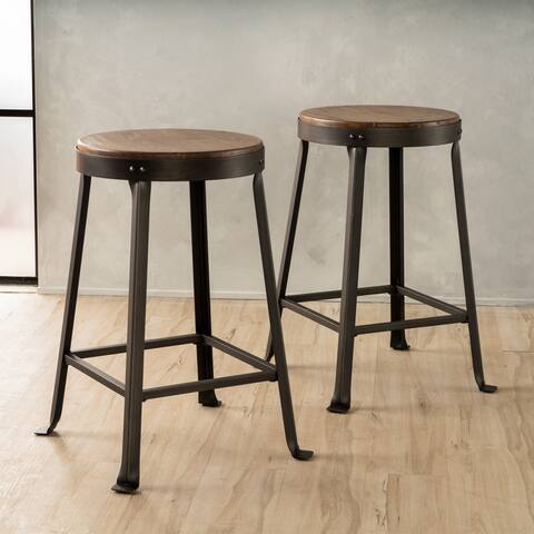 Carbon Loft Robert 24-inch Brown Weathered Wood Counter Stool (Set of 2)