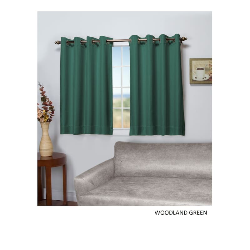 Tacoma Double-Blackout Grommet Curtain Panel - Short Length - 50"w x 45"l - Woodland Green