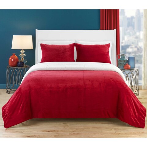 Chic Home Ernest 3-Piece Red Sherpa Blanket