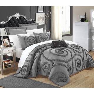 Chic Home Rosamond Bed-In-A-Bag Grey Comforter 7-Piece Set