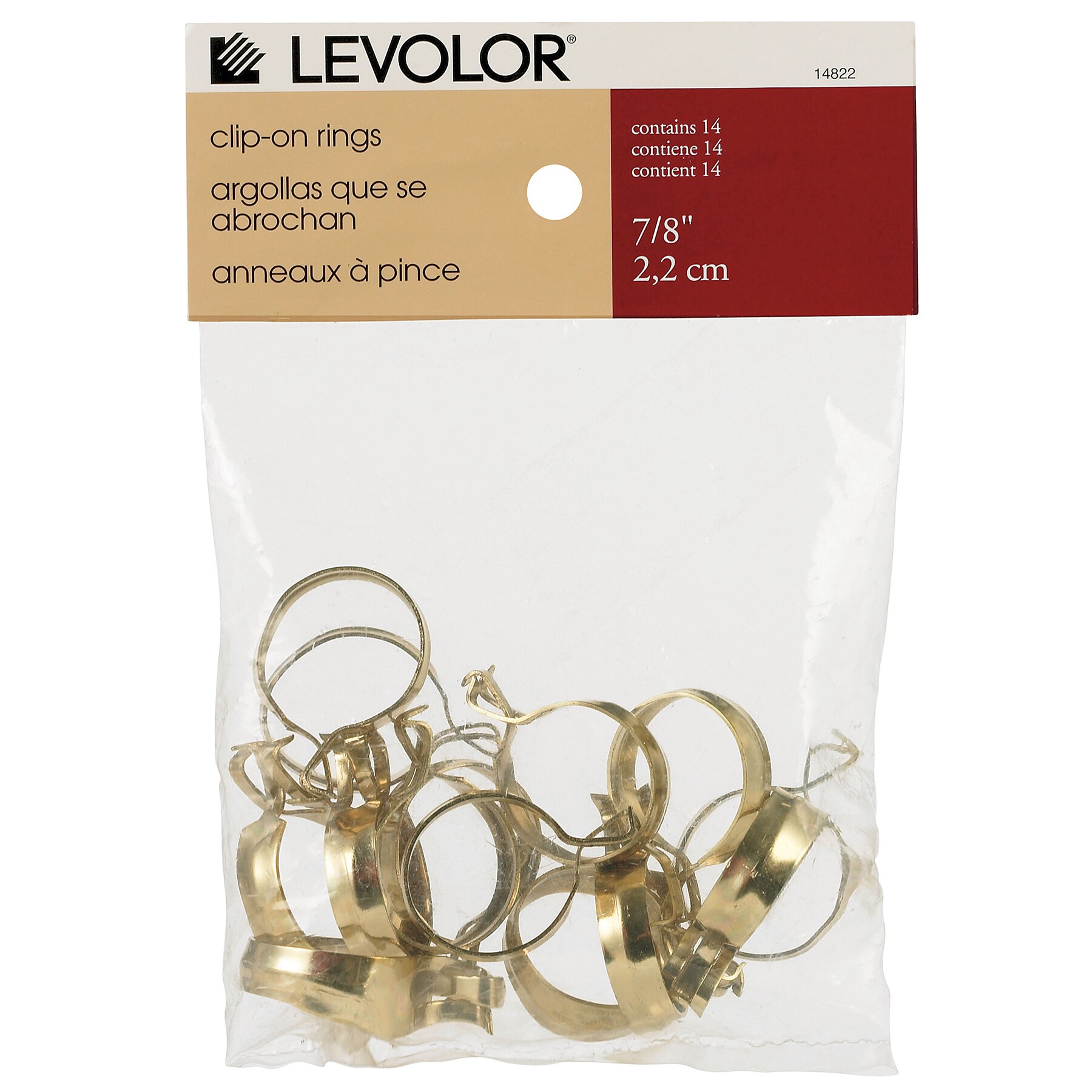 Shop Levolor 7 8 Inch Brass Curtain Rod Round Ring Clips 14 Count
