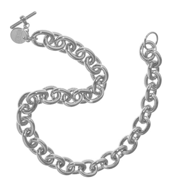 Isla Simone - Sterling Silver And White Bronze Plated Oval Anchor Link Chain Necklace With Toggle. Opens flyout.