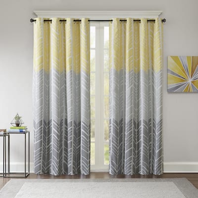 Intelligent Design Kennedy Printed Lined Total Blackout Single Window Curtain Panel