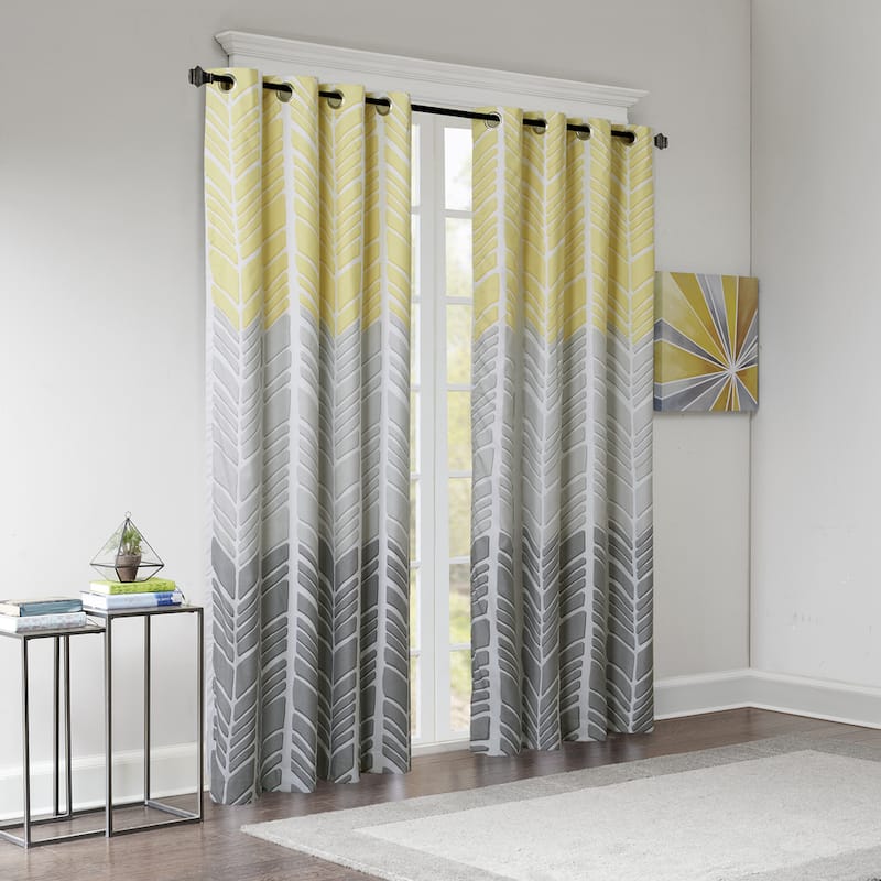 Intelligent Design Kennedy Printed Lined Total Blackout Single Window Curtain Panel