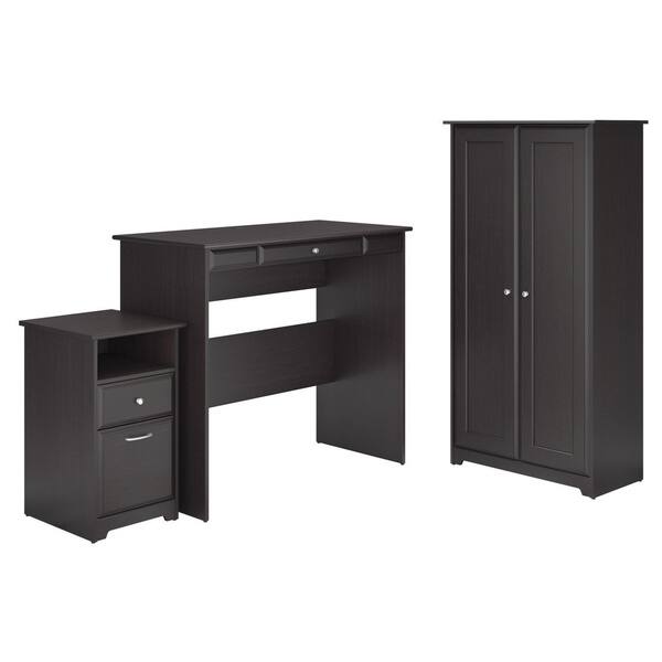 Shop Copper Grove Busiek Espresso Oak Standing Desk Tall Storage Cabinet And 2 Drawer Pedestal On Sale Overstock 12874854