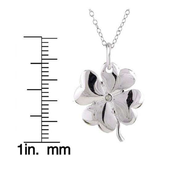 Fine Sterling Silver Four Leaf Clover Pendant Necklace Rhodium Finished 18 Fine Sterling Silver Four Leaf Clover Pendant Necklace Rhodium Finished 18