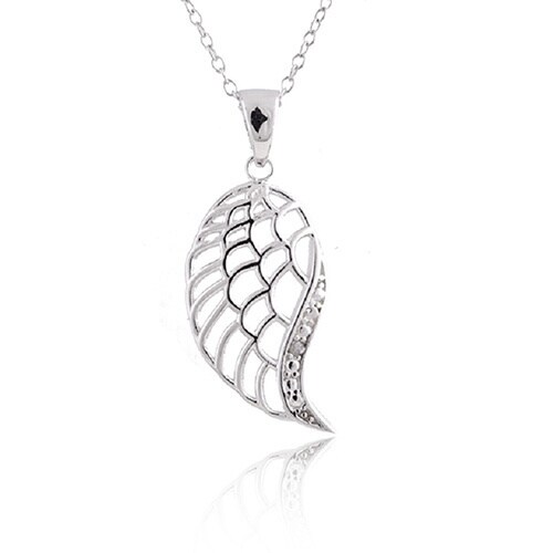 18 inch Snake Chain 925 Sterling Silver Angel Wings Pendant Necklace