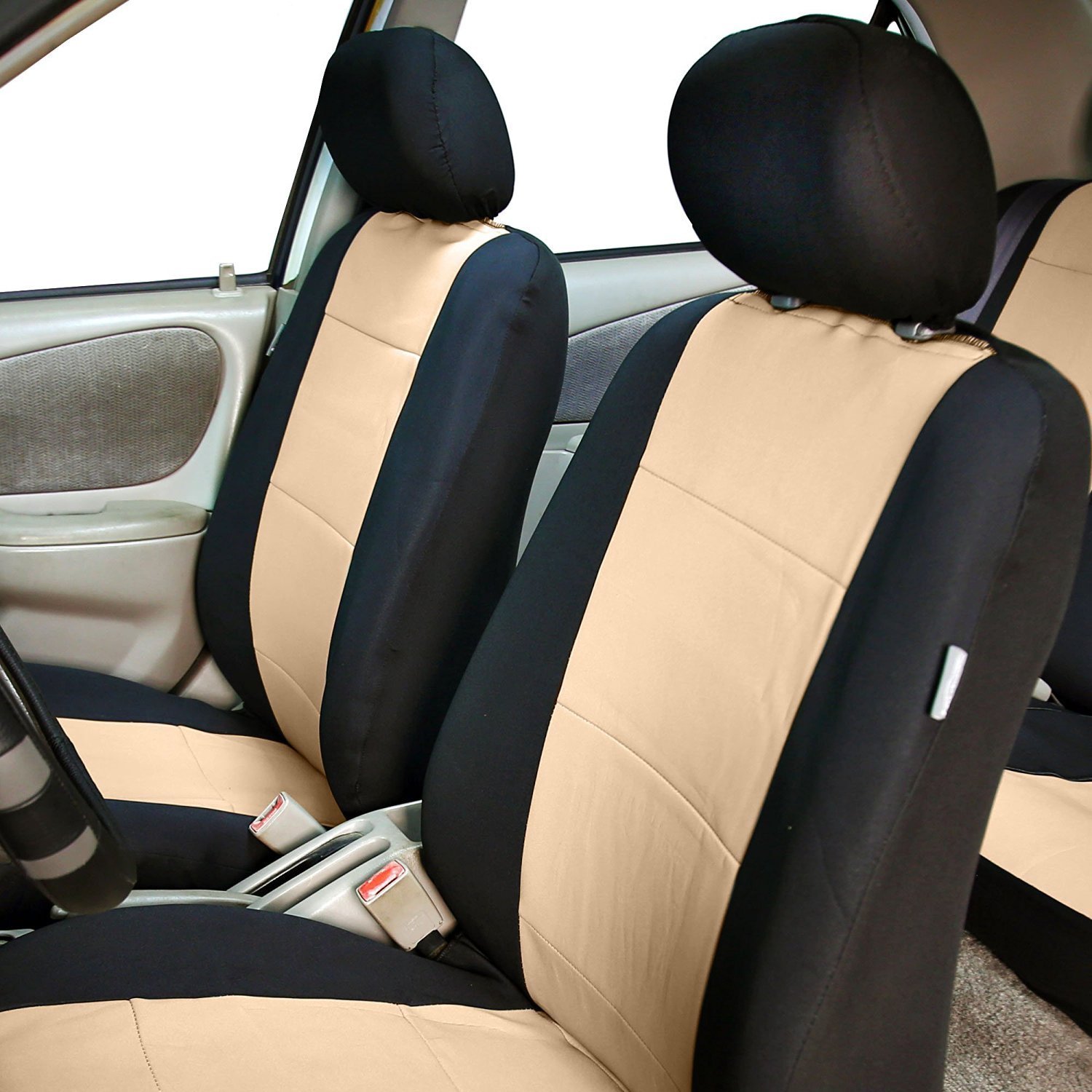 FH Group Neoprene Water Resistent Seat Covers Beige (Full Set)