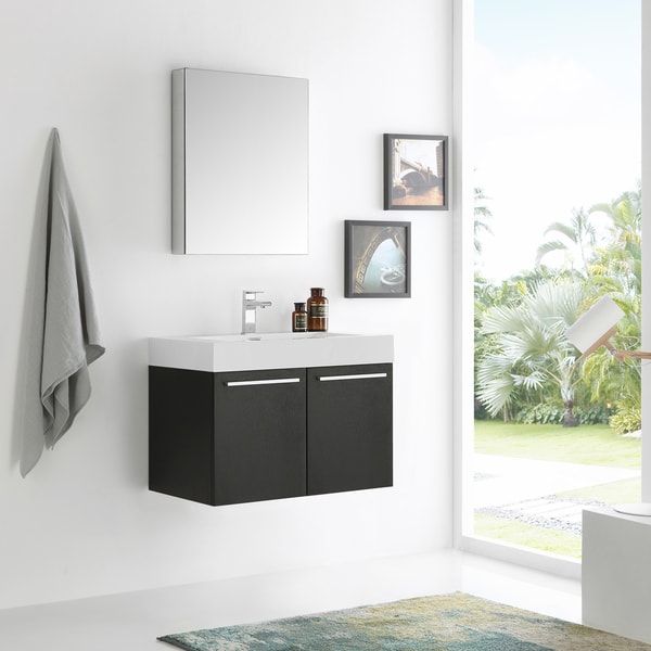 Fresca Vista 30 Inch Black Wall Hung Modern Bathroom Vanity W Fresca Vista 30 Inch Black Wall Hung Modern Bathroom Vanity W Medicine Cabinet