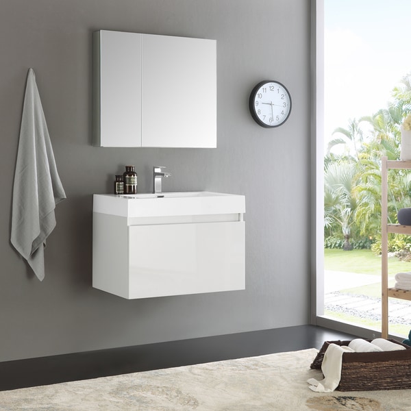 Shop Fresca MezzoWhite 30-inch Wall-hung Modern Bathroom ...