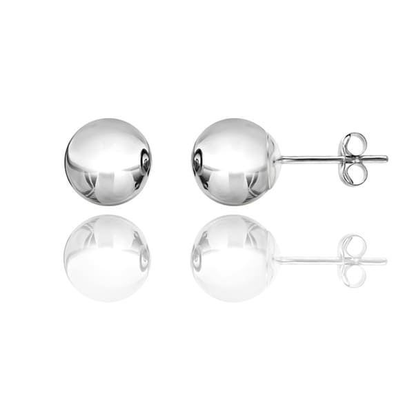 14kt White Gold Ball Stud Earrings - Overstock - 12875916