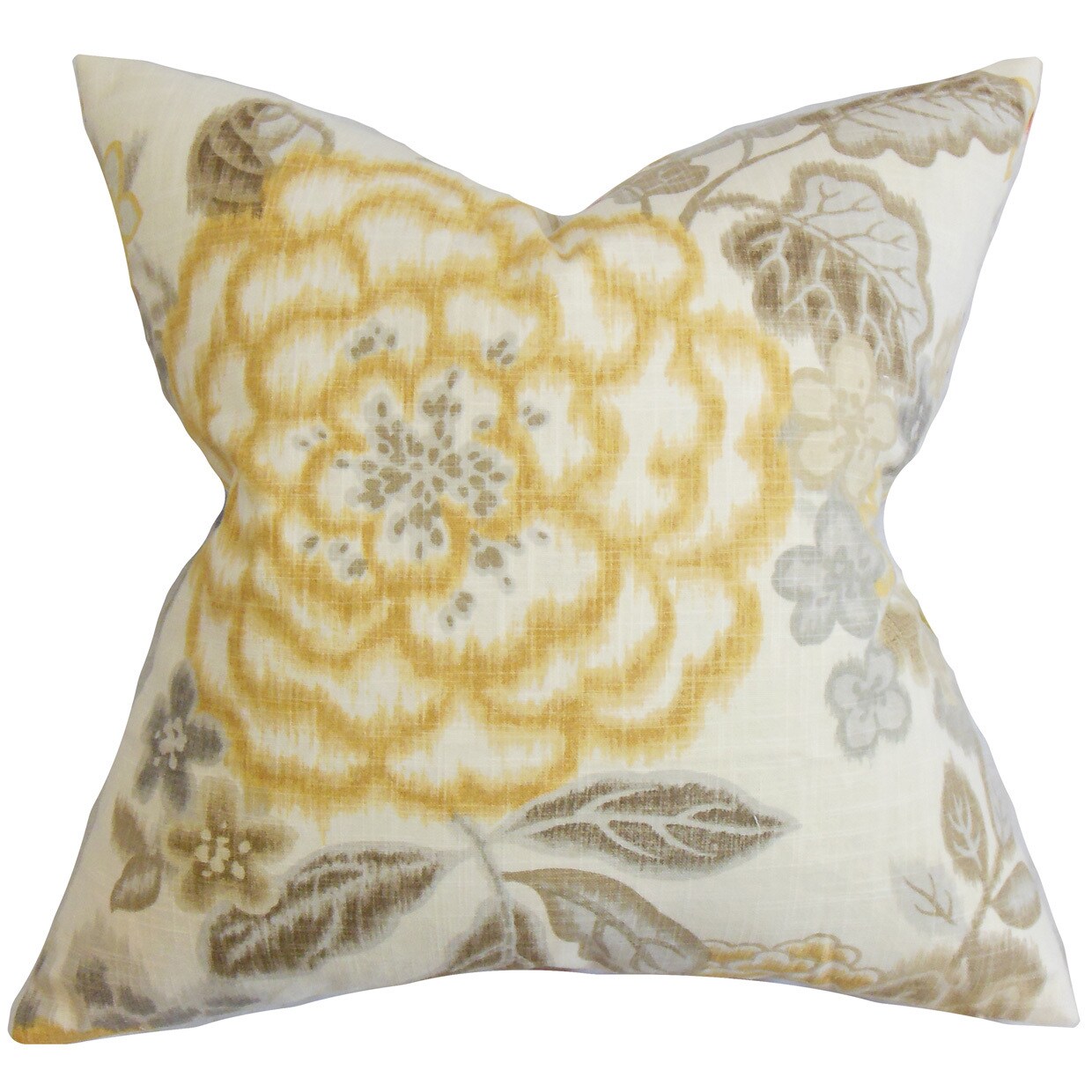 The Pillow Collection Unai Floral Bedding Sham Yellow Standard 20 X 26