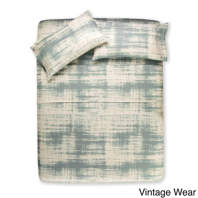 Brushed Microfiber Soft Bed Sheet Set - vintage wear - Queen