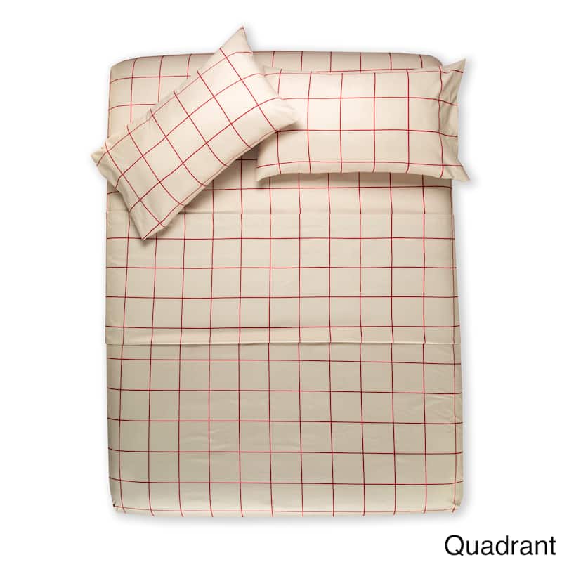 Brushed Microfiber Soft Bed Sheet Set - quadrant - Queen