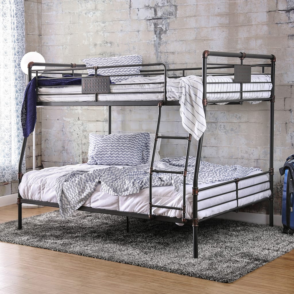 Wini Industrial Black Full over Queen Metal Bunk Bed by Furniture of America