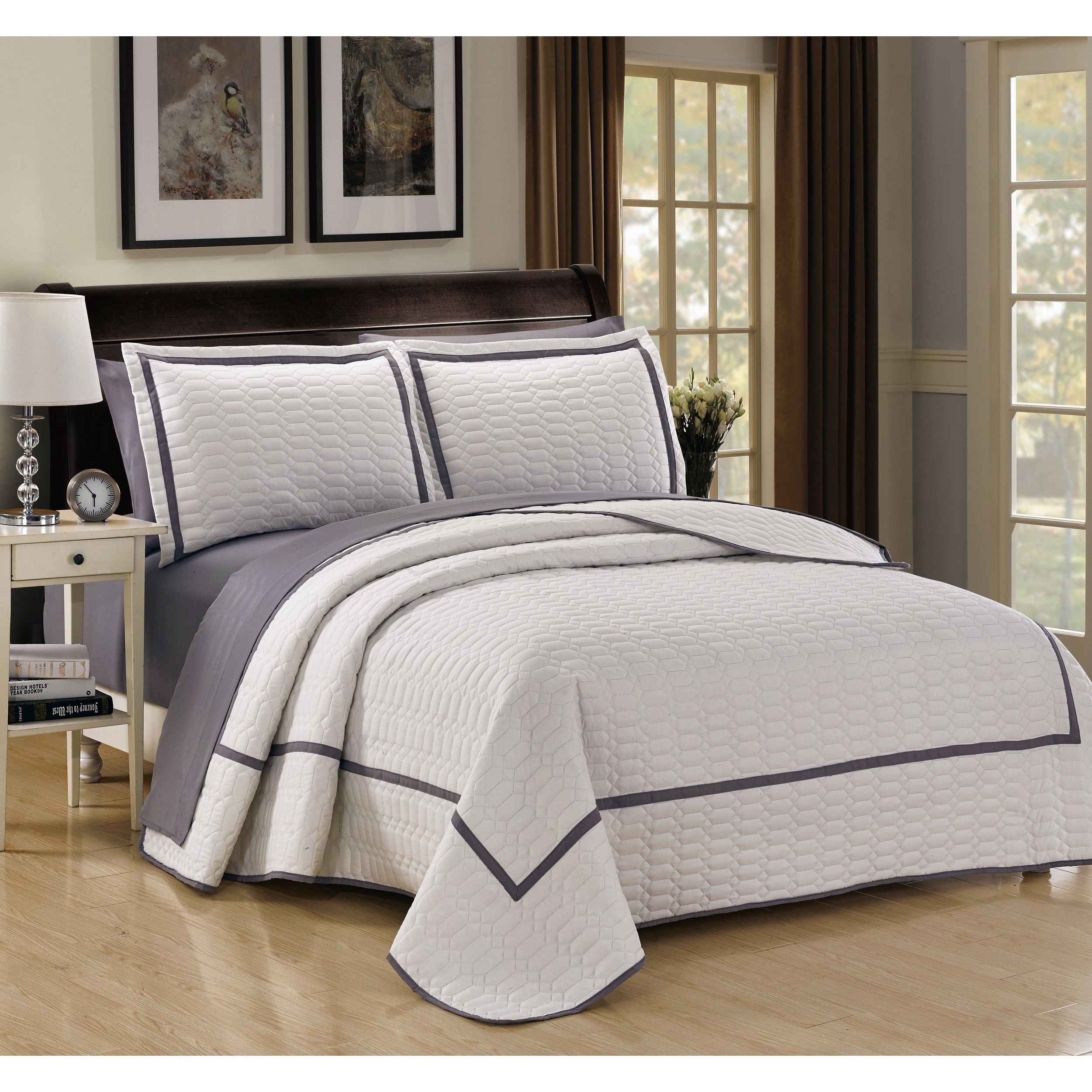 Shop Chic Home 3 Piece Marla White Hotel Collection Quilt Set On